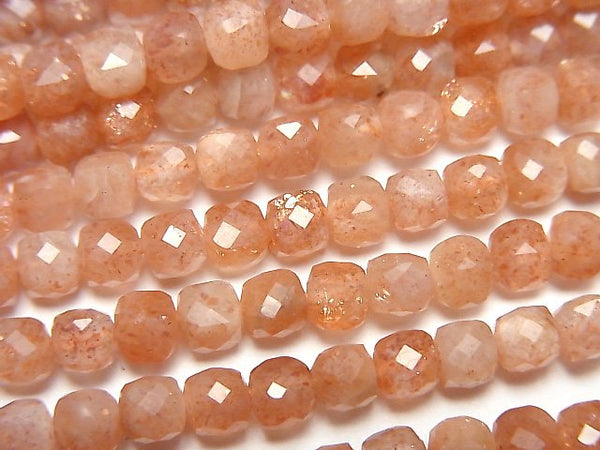 Cube, Sunstone Gemstone Beads