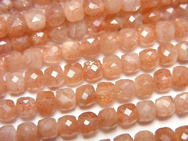 Cube, Sunstone Gemstone Beads