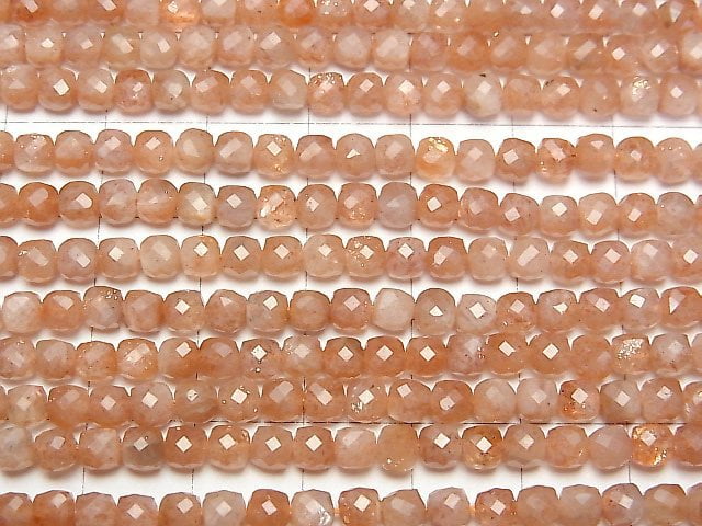 [Video]High Quality! Sunstone AA+ Cube Shape 4x4x4mm 1strand beads (aprx.15inch/37cm)