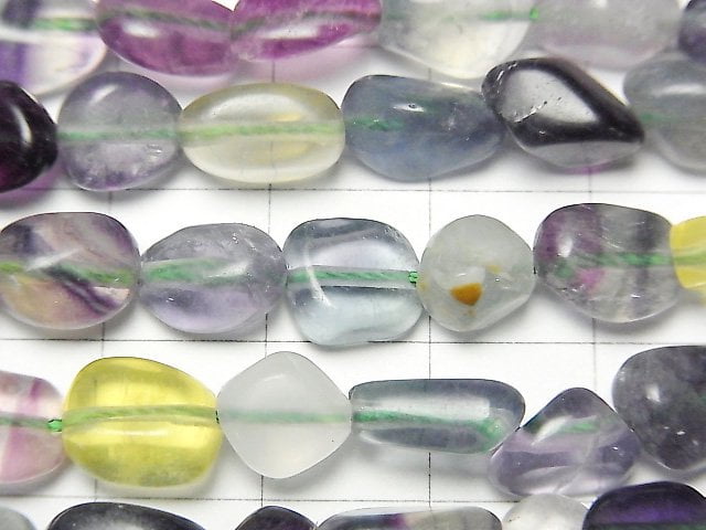 [Video] Multicolor Fluorite AA++ Small Size Nugget 1strand beads (aprx.15inch/37cm)