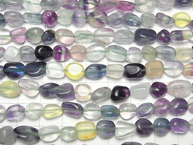 [Video] Multicolor Fluorite AA++ Small Size Nugget 1strand beads (aprx.15inch/37cm)