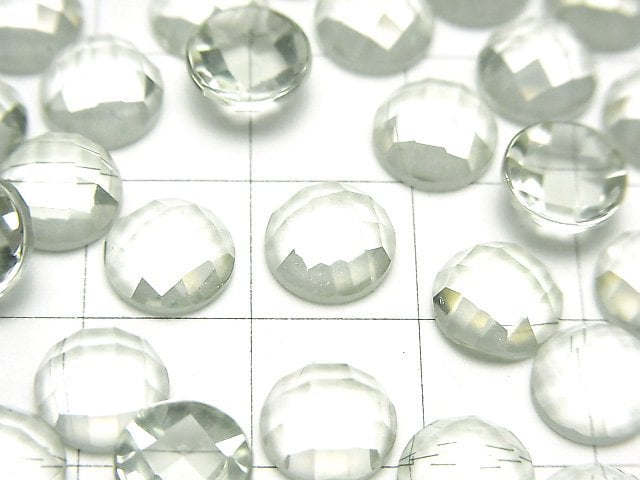 [Video]High Quality Green Amethyst AAA Round Faceted Cabochon 8x8mm 3pcs