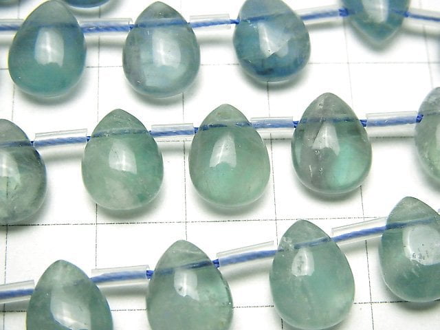 Blue Green Fluorite AA++ Pear shape (Smooth) 12x9x6mm 1strand beads (aprx.7inch/18cm)