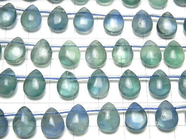 Blue Green Fluorite AA++ Pear shape (Smooth) 12x9x6mm 1strand beads (aprx.7inch/18cm)