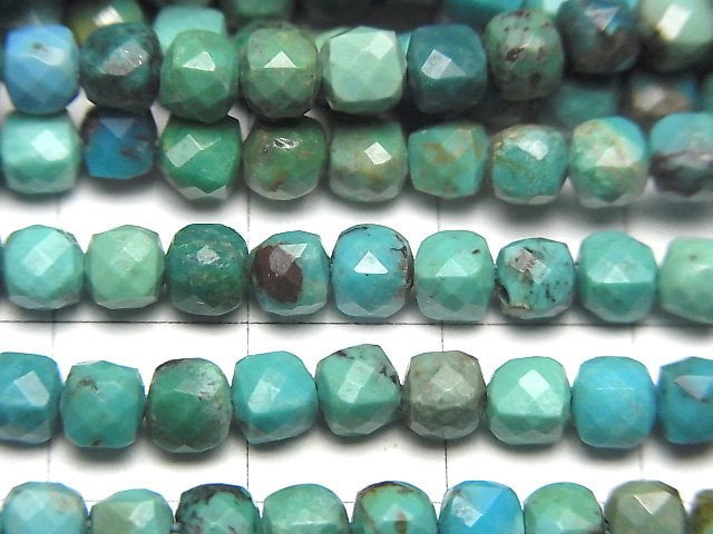 [Video]High Quality! Turquoise AA++ Cube Shape 4x4x4mm half or 1strand beads (aprx.15inch/36cm)