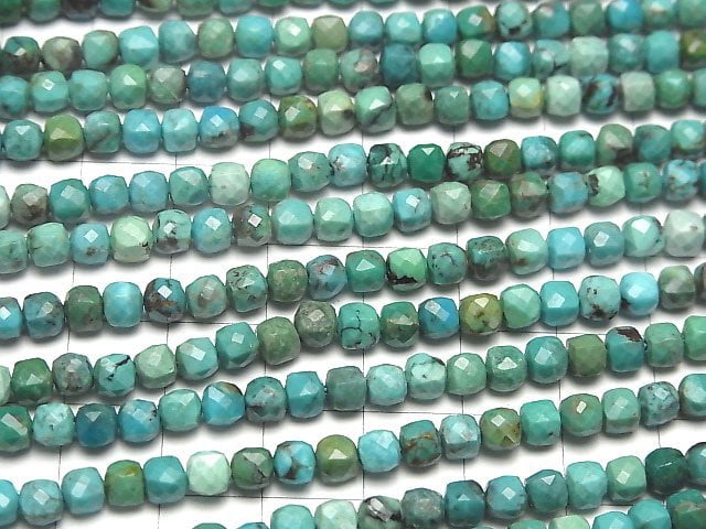 [Video]High Quality! Turquoise AA++ Cube Shape 4x4x4mm half or 1strand beads (aprx.15inch/36cm)