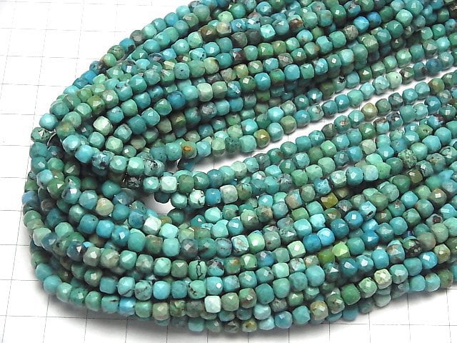 [Video]High Quality! Turquoise AA++ Cube Shape 4x4x4mm half or 1strand beads (aprx.15inch/36cm)