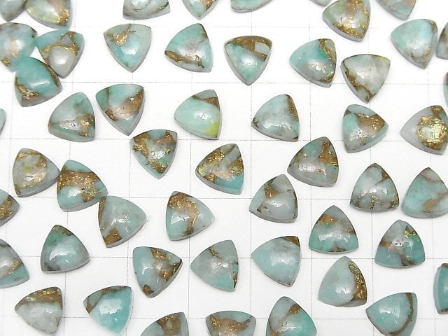 [Video]Copper Amazonite AAA Triangle Cabochon 8x8mm 5pcs