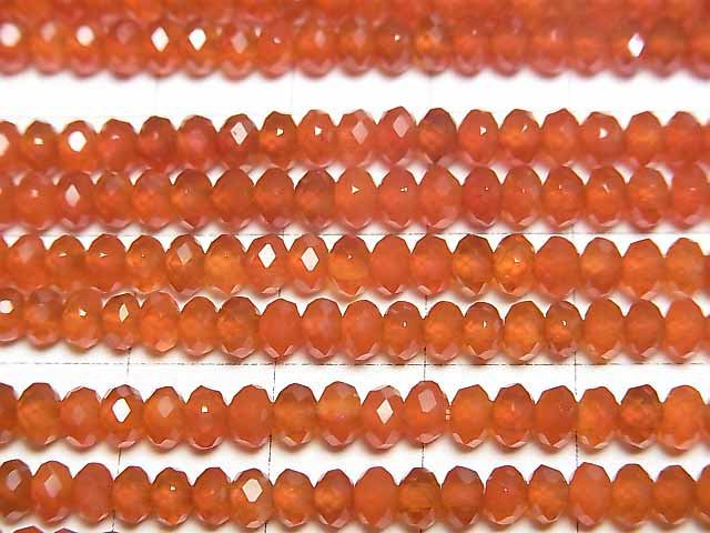 [Video]High Quality! Carnelian AAA Faceted Button Rondelle 4x4x2.5mm 1strand beads (aprx.15inch/37cm)