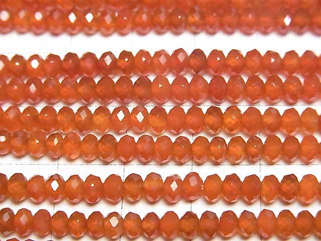 [Video]High Quality! Carnelian AAA Faceted Button Roundel 4x4x2.5mm 1strand beads (aprx.15inch/37cm)