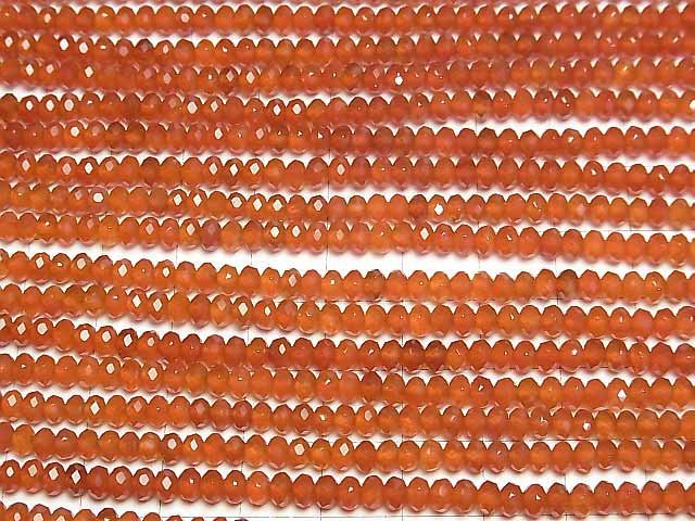 [Video]High Quality! Carnelian AAA Faceted Button Rondelle 4x4x2.5mm 1strand beads (aprx.15inch/37cm)