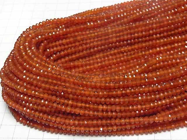 [Video]High Quality! Carnelian AAA Faceted Button Roundel 4x4x2.5mm 1strand beads (aprx.15inch/37cm)