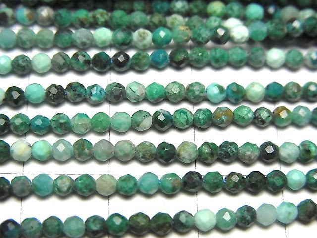 [Video]High Quality! Chrysocolla AA+ Faceted Round 2mm 1strand beads (aprx.15inch/37cm)