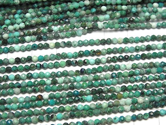 [Video]High Quality! Chrysocolla AA+ Faceted Round 2mm 1strand beads (aprx.15inch/37cm)