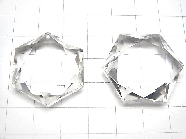 [Video]High Quality! Crystal Quartz AAA Hexagram 28-32mm 1pc