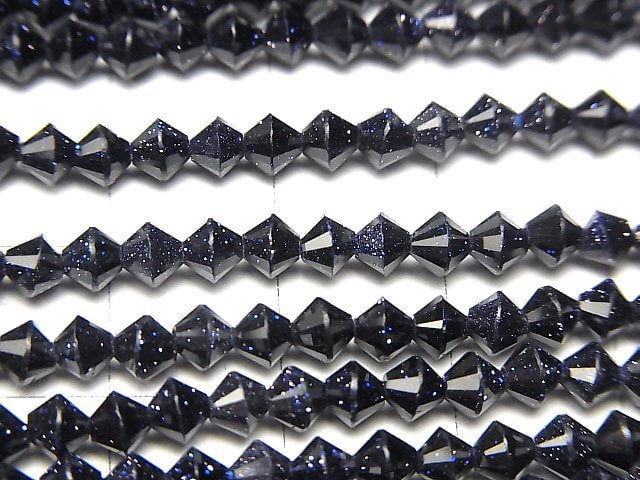 [Video]High Quality! Blue Golden Sand Stone Abacus cut 4x4x3mm 1strand beads (aprx.14inch/35cm)