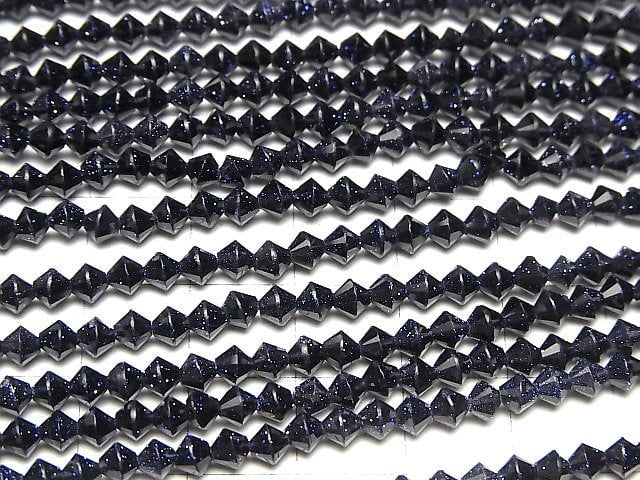 [Video]High Quality! Blue Golden Sand Stone Abacus cut 4x4x3mm 1strand beads (aprx.14inch/35cm)