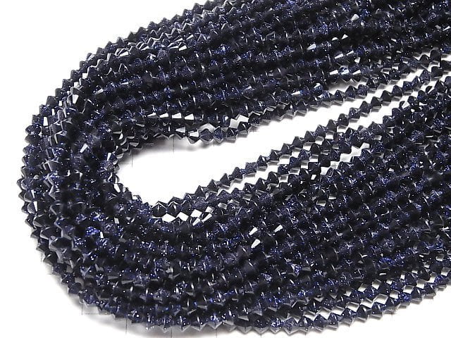 [Video]High Quality! Blue Golden Sand Stone Abacus cut 4x4x3mm 1strand beads (aprx.14inch/35cm)