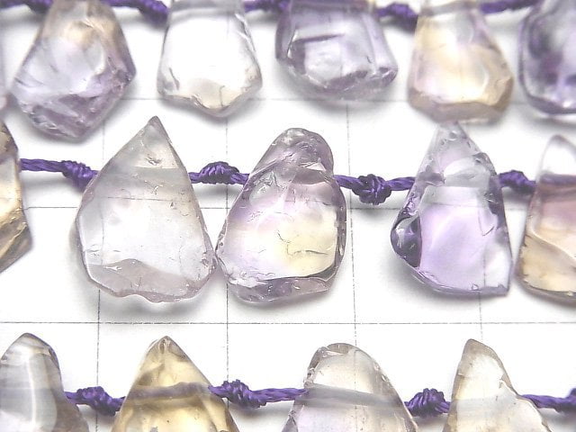 [Video] Amethyst x Citrine AA++ rough Pear shape half or 1strand beads (aprx.16inch/40cm)