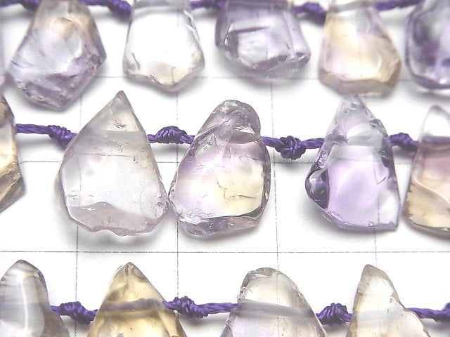 [Video] Amethyst x Citrine AA++ rough Pear shape half or 1strand beads (aprx.16inch/40cm)