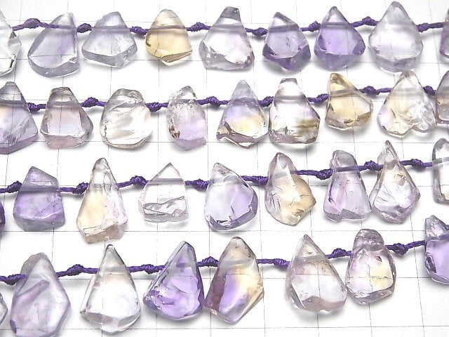 [Video] Amethyst x Citrine AA++ rough Pear shape half or 1strand beads (aprx.16inch/40cm)