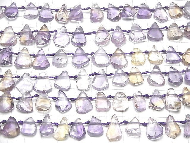 [Video] Amethyst x Citrine AA++ rough Pear shape half or 1strand beads (aprx.16inch/40cm)