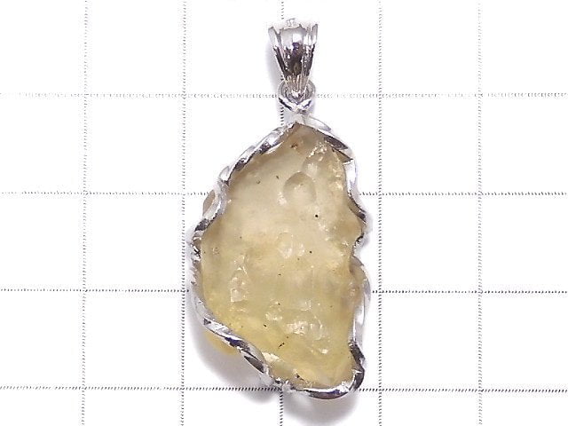 [Video][One of a kind] Libyan Desert Glass Rough Rock Nugget Pendant Silver925 NO.461