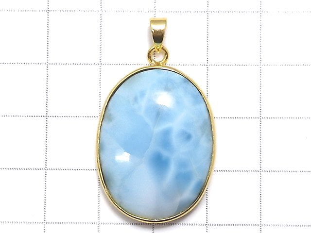 [Video][One of a kind] Larimar Pectolite AA++ Pendant 18KGP NO.56