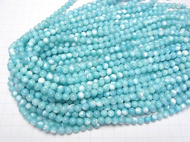 Nacre MOP bleu clair ronde 6mm 1 fil perles (environ 38cm)
