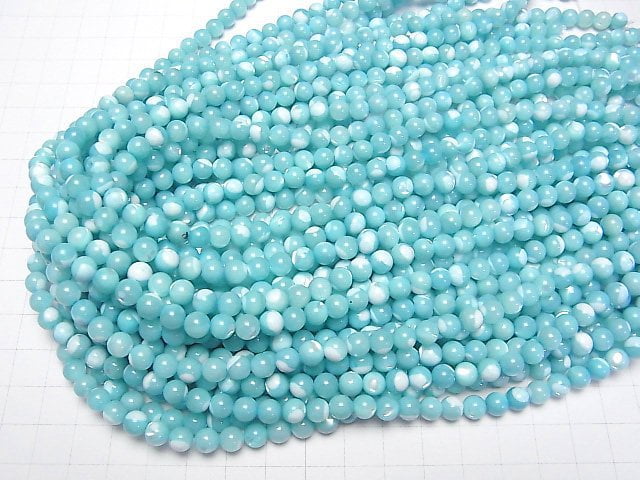 [Video]Mother of Pearl MOP Light Blue Round 6mm 1strand beads (aprx.15inch/38cm)