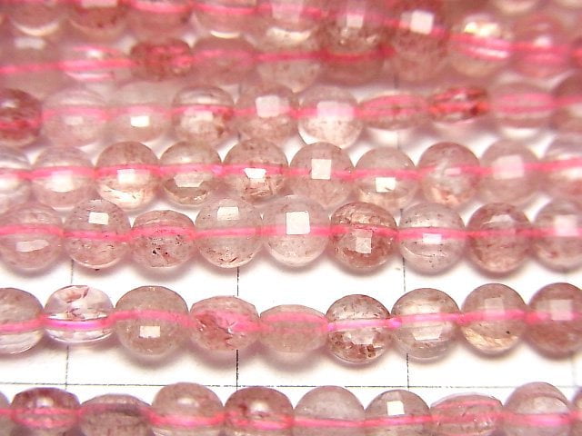 High Quality! Pink Epidote AAA- Faceted Coin 4x4x2mm 1strand beads (aprx.15inch/37cm)