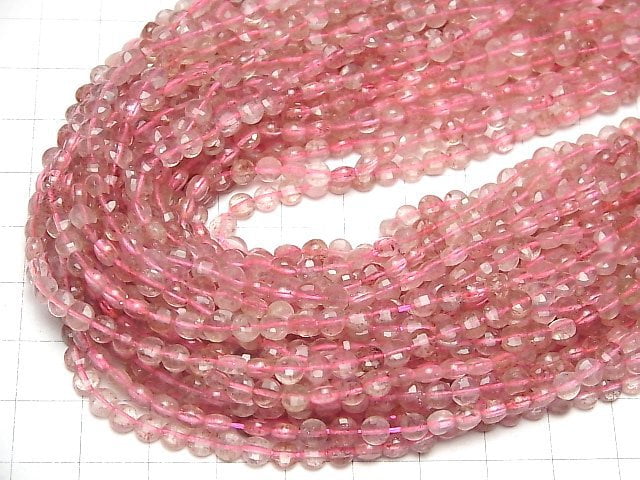 High Quality! Pink Epidote AAA- Faceted Coin 4x4x2mm 1strand beads (aprx.15inch/37cm)