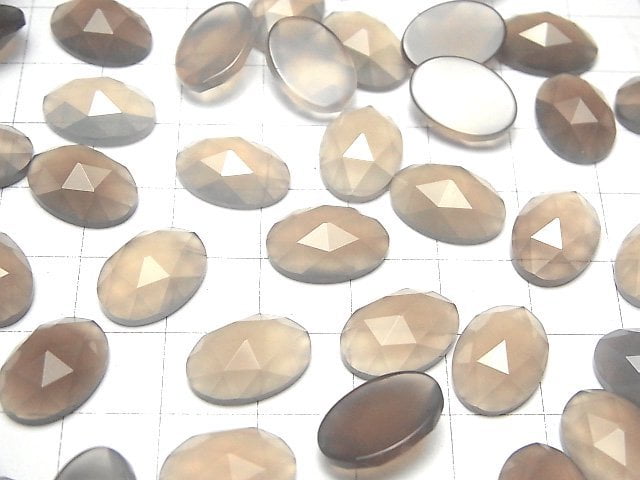 Gray Onyx Oval Rose Cut 14x10mm 4pcs