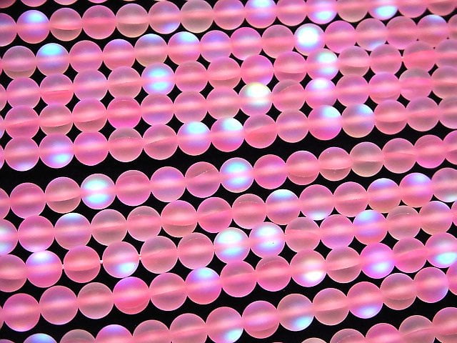 Frost Pink Luna Flash Round 6mm 1strand beads (aprx.15inch/37cm)