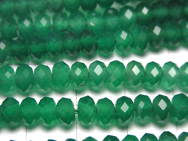 [Video]High Quality! Green Onyx AAA Faceted Button Roundel 6x6x3mm 1strand beads (aprx.15inch/37cm)