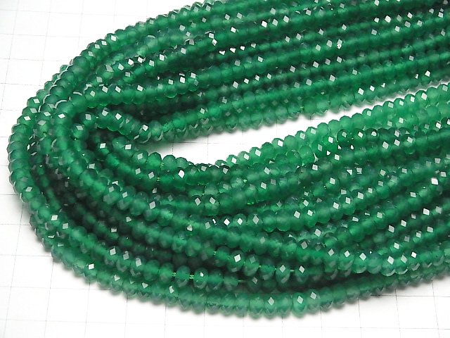 [Video]High Quality! Green Onyx AAA Faceted Button Roundel 6x6x3mm 1strand beads (aprx.15inch/37cm)