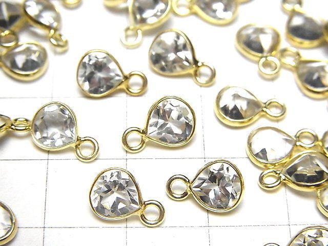 [Video]High Quality White Topaz AAA- Bezel Setting Chestnut Faceted 6x6mm 18KGP 3pcs