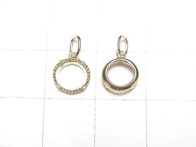 [Video][Japan][K10 Yellow Gold] Pendant Frame (Prong Setting) for Round Cabochon 6mm, Milgrain, 1pc