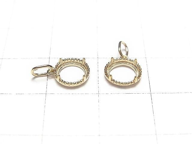 [Video][Japan][K10 Yellow Gold]Pendant Frame (Prong Setting) Round Cabochon 6mm Milled 1pc