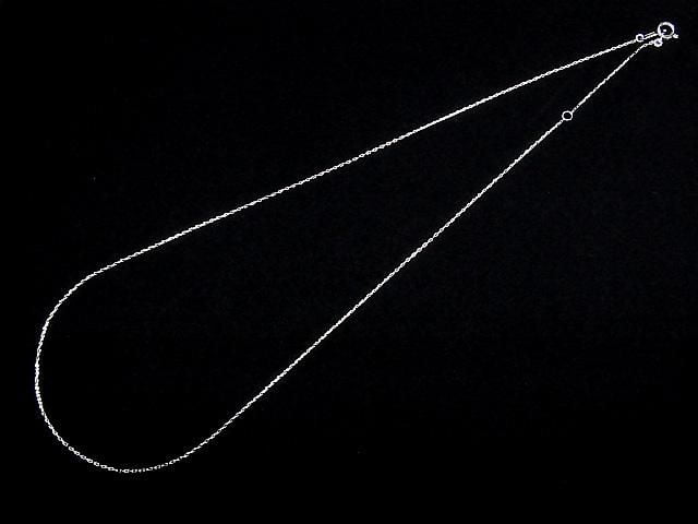 Platinum [PT850] Cable Chain Necklace with 1 bead (approx. 16 inches/40 cm)