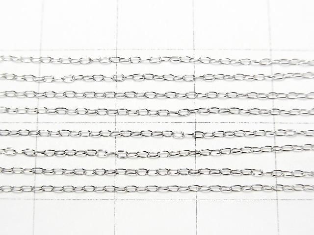 Platinum [PT850] Long Cable Chain Necklace with 1 Bead (approx. 16 inches/40 cm)
