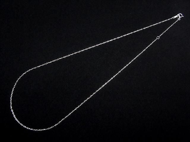 Platinum [PT850] Long Cable Chain Necklace with 1 Bead (approx. 16 inches/40 cm)
