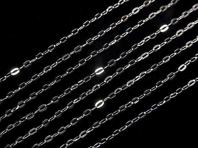 Platinum [PT850] Flat Cable Chain Necklace with 1 bead (approx. 16 inches/40 cm)