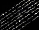 Platinum [PT850] Flat Cable Chain Necklace 1pc beads (aprx.16inch/40cm)