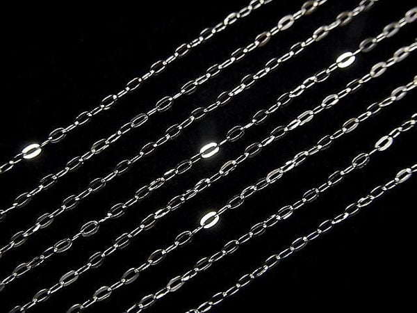 Platinum [PT850] Flat Cable Chain Necklace 1pc beads (aprx.16inch/40cm)