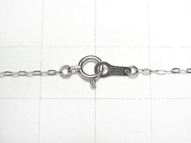 Platinum [PT850] Flat Cable Chain Necklace with 1 bead (approx. 16 inches/40 cm)