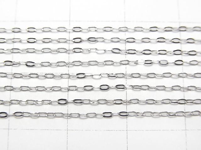 Platinum [PT850] Flat Cable Chain Necklace with 1 bead (approx. 16 inches/40 cm)