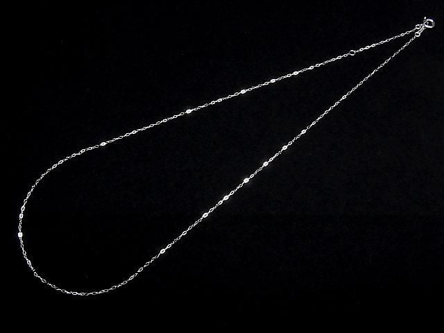 Platinum [PT850] Flat Cable Chain Necklace with 1 bead (approx. 16 inches/40 cm)