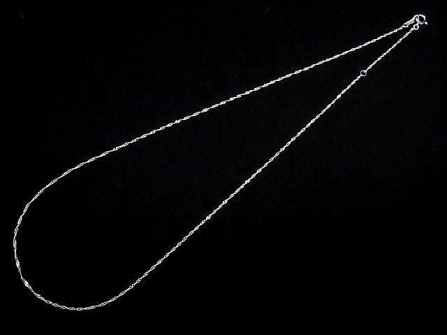 Platinum [PT850] Designer Chain Necklace with 1 Bead (approx. 16 inches/40 cm)