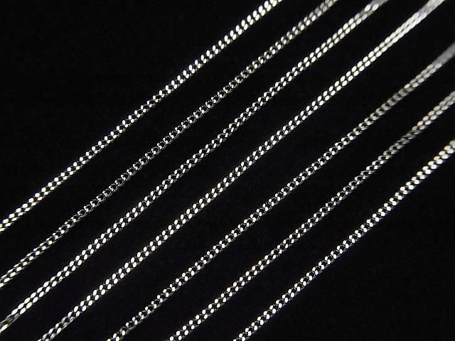 Platinum [PT850] Flat Curb Chain Necklace, 1 piece beads (approx. 16 inches/40 cm)